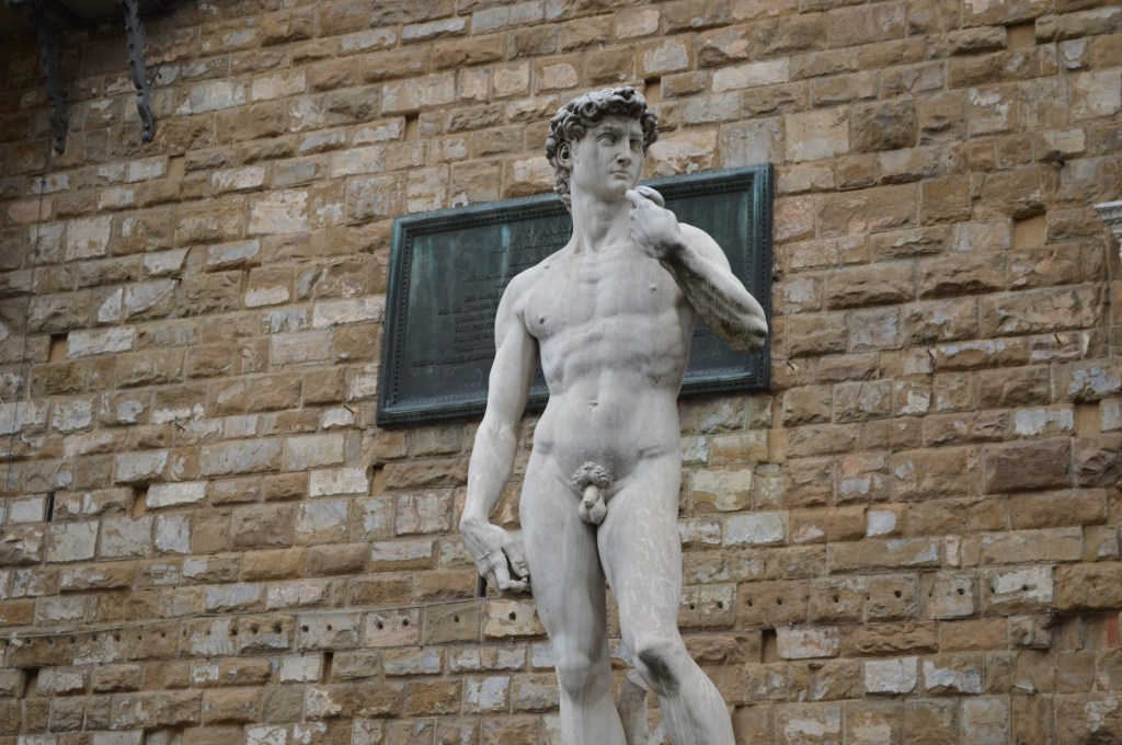 Replica of Michelangelo’s David statue in Piazza della Signoria, Florence