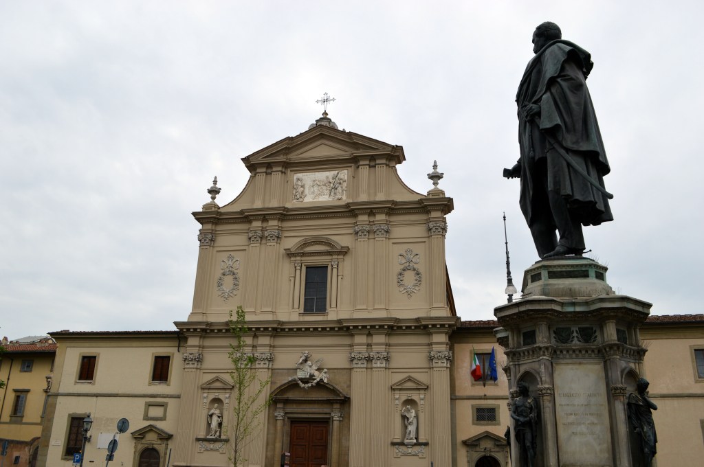 Facade of a historic church in Florence, Italy