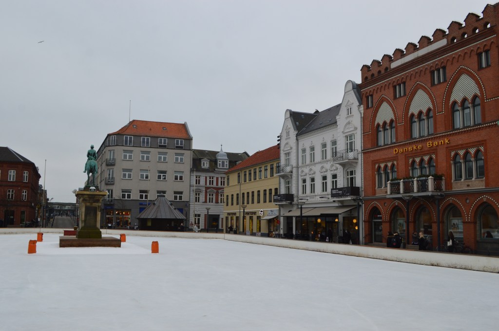 Central town square in Esbjerg, Denmark – Colorful buildings and peaceful atmosphere