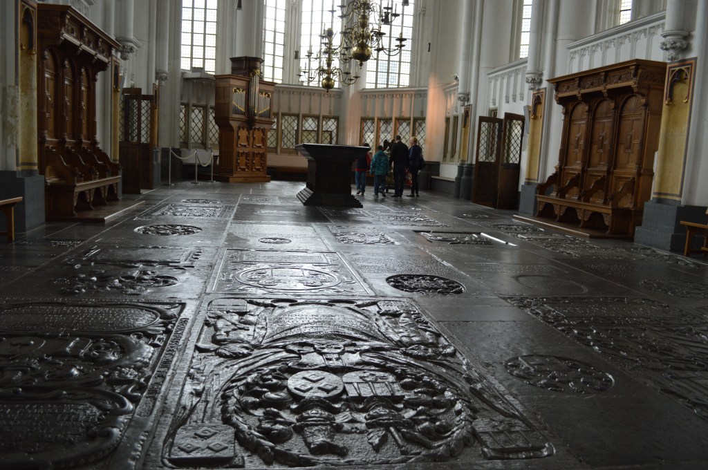 stone floor with medieval tomb engravings inside st stephen's church nijmegen