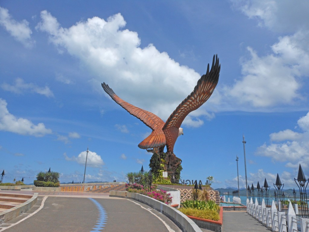 A giant eagle statue at Eagle Square in Langkawi, Malaysia.