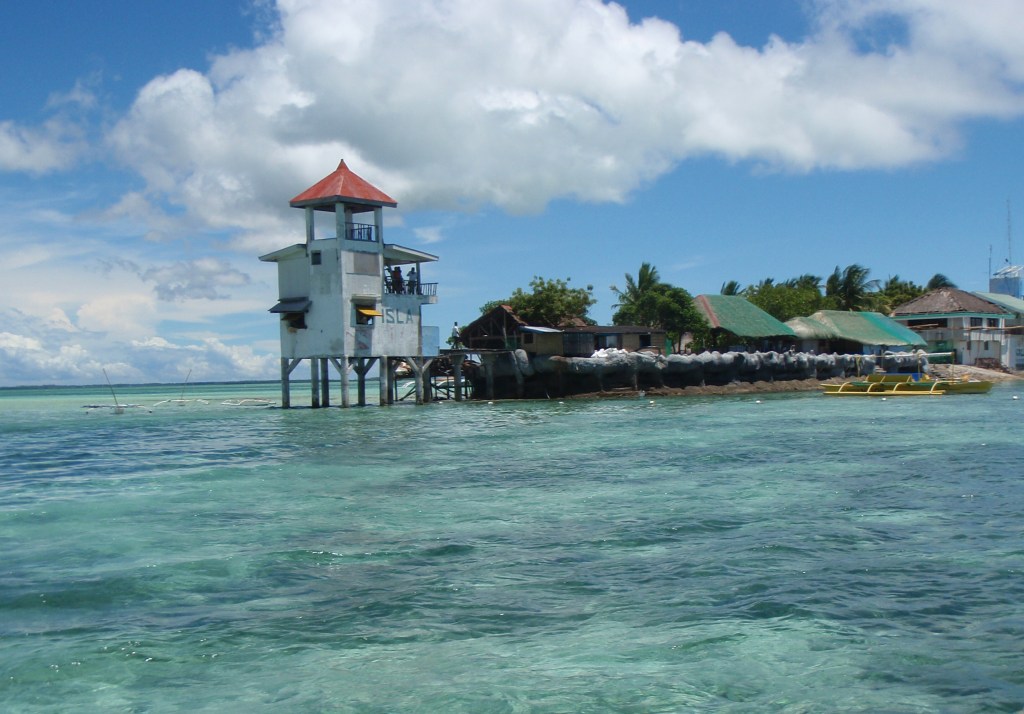 floating village and pier with clear blue water in bohol - Bohol stock photos