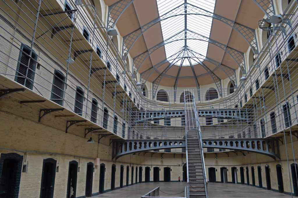 The interior of Kilmainham Gaol with historic iron staircases and cells in Dublin, Ireland. - Ireland stock photos