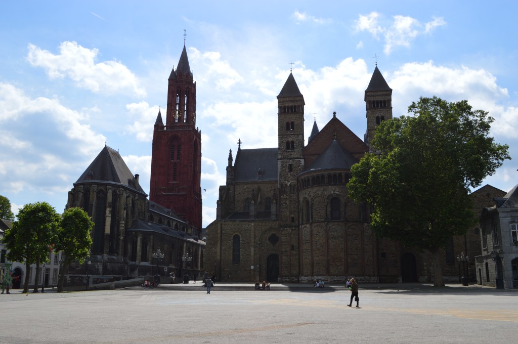 Basilica of Saint Servatius and St. John’s Red Tower – Maastricht stock photos