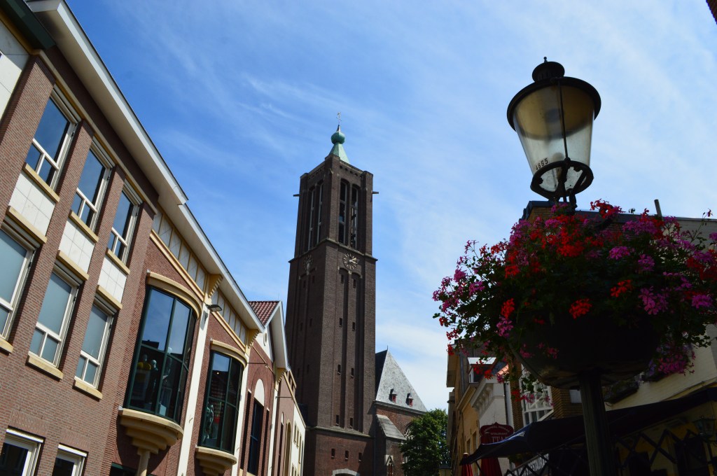 Tower of Saint Martinus Church against clear blue sky – Venlo stock photos